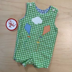 NWT Green Gingham One Piece Shorts Outfit w/ Kites